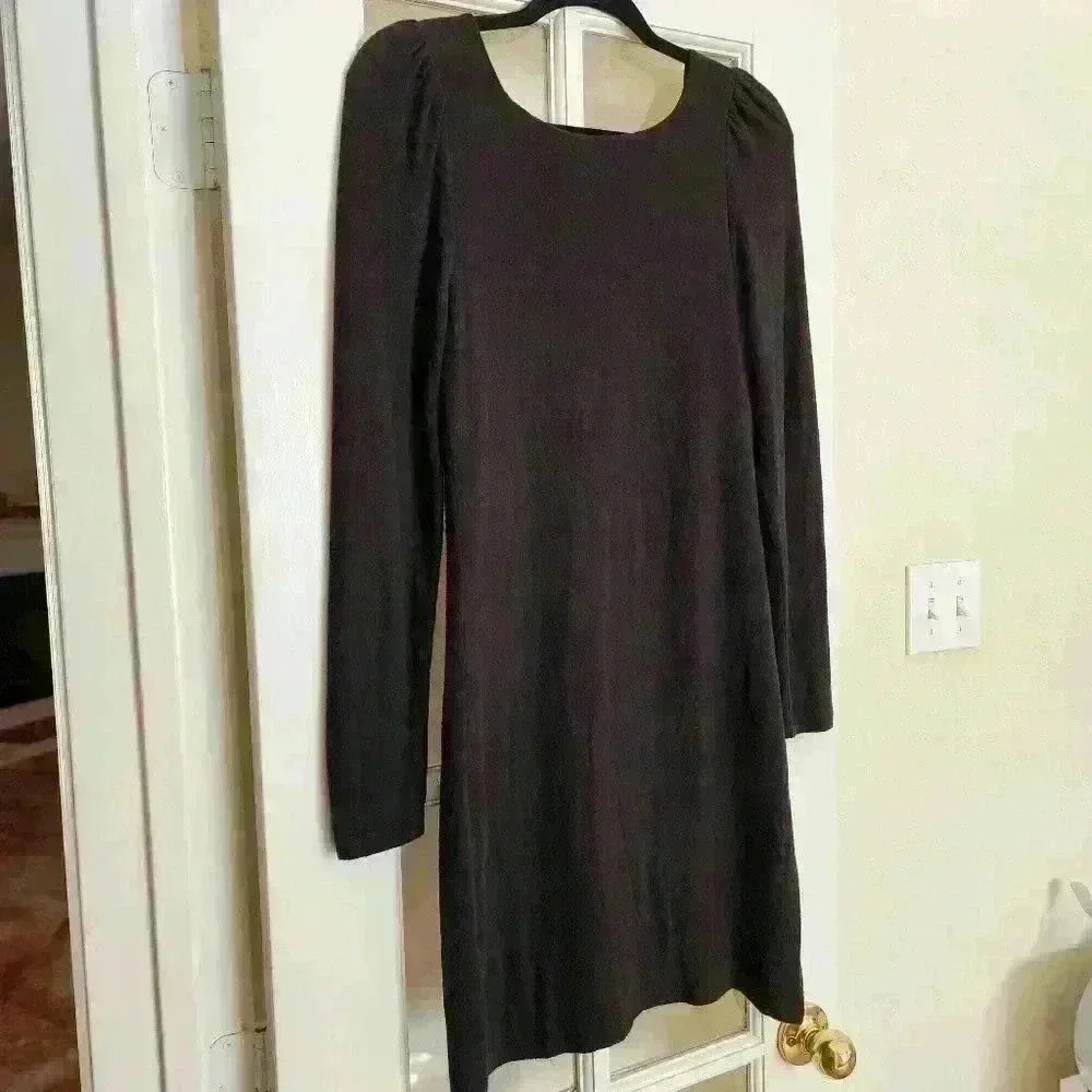 NWT Z Supply Black Knee Length Long Sleeve Knit Winter Sweater Dress Medium - Picture 4 of 12